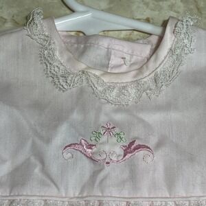Alexis Full piece romper pink white lace ruffle ruffled butt 6 months 13-16 lbs.